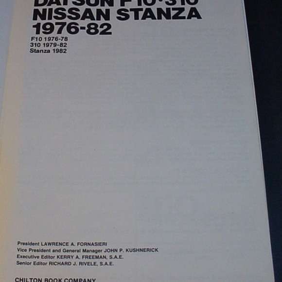 Chilton Datsun F10 – 310 Nissan / Stanza Repair Service Manual 1976 – 82 - Picture 4 of 5